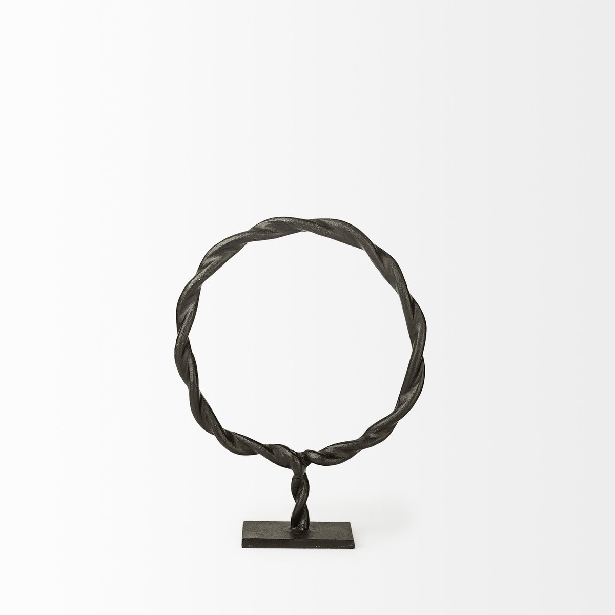 Rizwan (Small) Black Aluminum Braided Circular Object, Decorative Object by Mercana, 14.96" length x 11.81" width x 3.15" height View 3