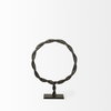 Rizwan (Small) Black Aluminum Braided Circular Object, Decorative Object by Mercana, 14.96" length x 11.81" width x 3.15" height thumbnail 3