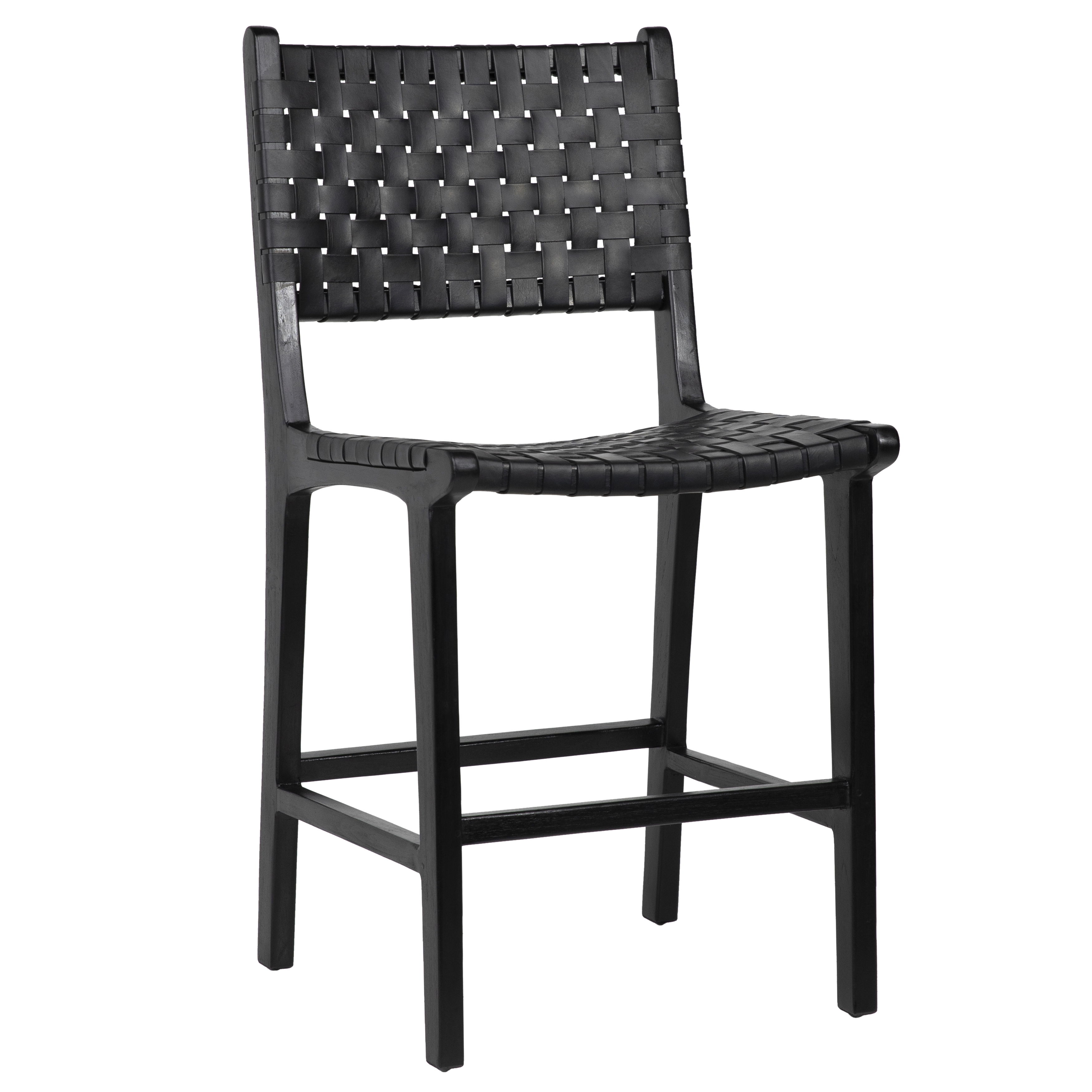 Dale Counter Stool Black Leather Black Frame, Counter & Bar Stool by Dovetail, 20" width x 41" height x 22.5" depth View 1
