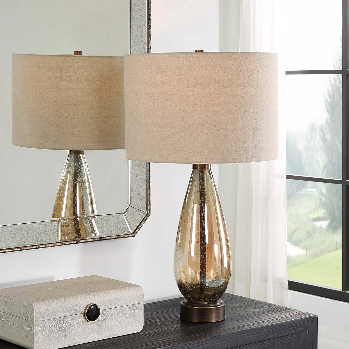 Baltic Teardrop Glass Table Lamp, by Uttermost, 16" width x 29" height x 16" depth View 2