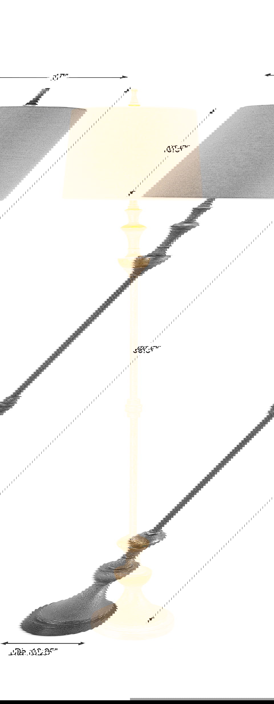 Vetralla Silver Bronze Floor Lamp, by Uttermost, 17" width x 66.5" height x 17" depth View 3