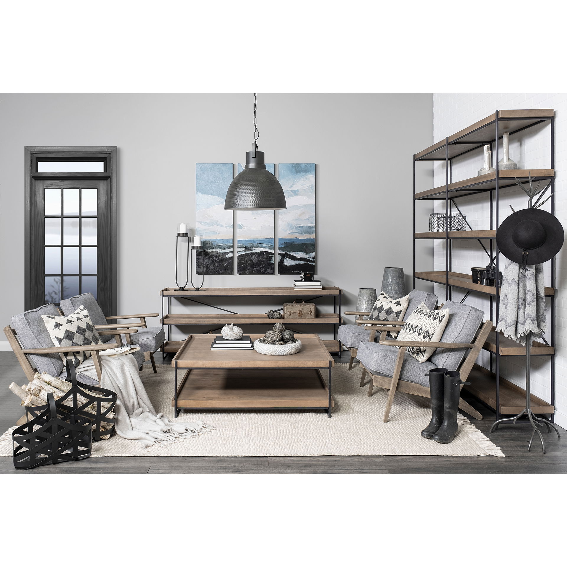 Tyrell (Set of 2) 23L x 11W; 18L x 8W Black Iron Metal Baskets, Bins & Basket by Mercana, 23" length x 11" width x 22" height View 3