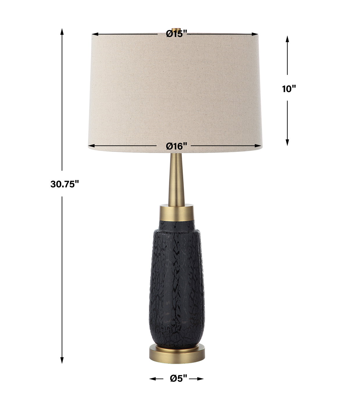 Spyglass Black Wood Grain Table Lamp, by Uttermost, 16" width x 30.75" height x 16" depth View 3