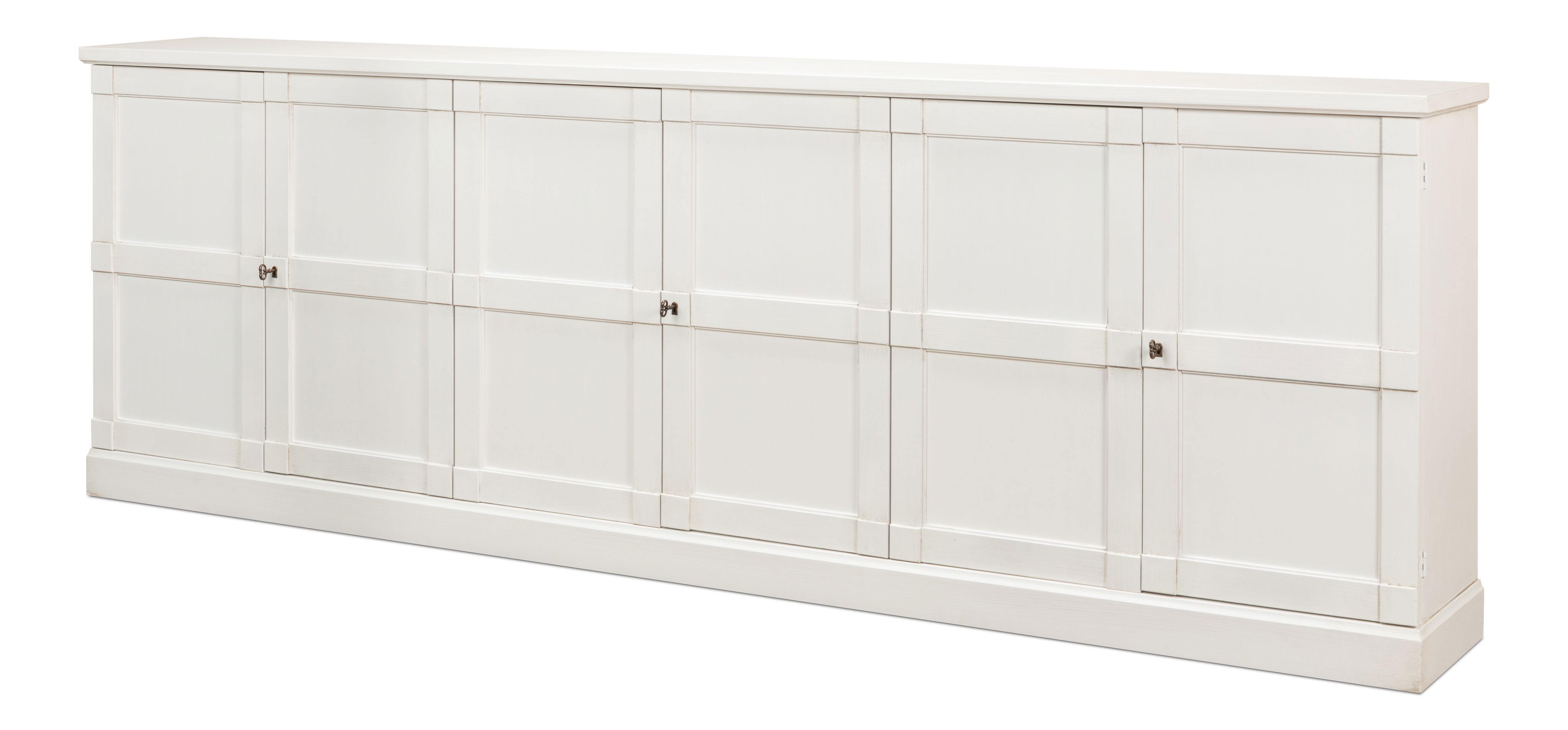 Luciana 6 Wood Dr Buffet,112',Cortina Wh, Cabinets & Sideboard by Sarreid, 112" length x 15" width x 38" height View 1