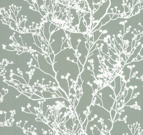 Budding Branch Silhouette Green Wallpaper