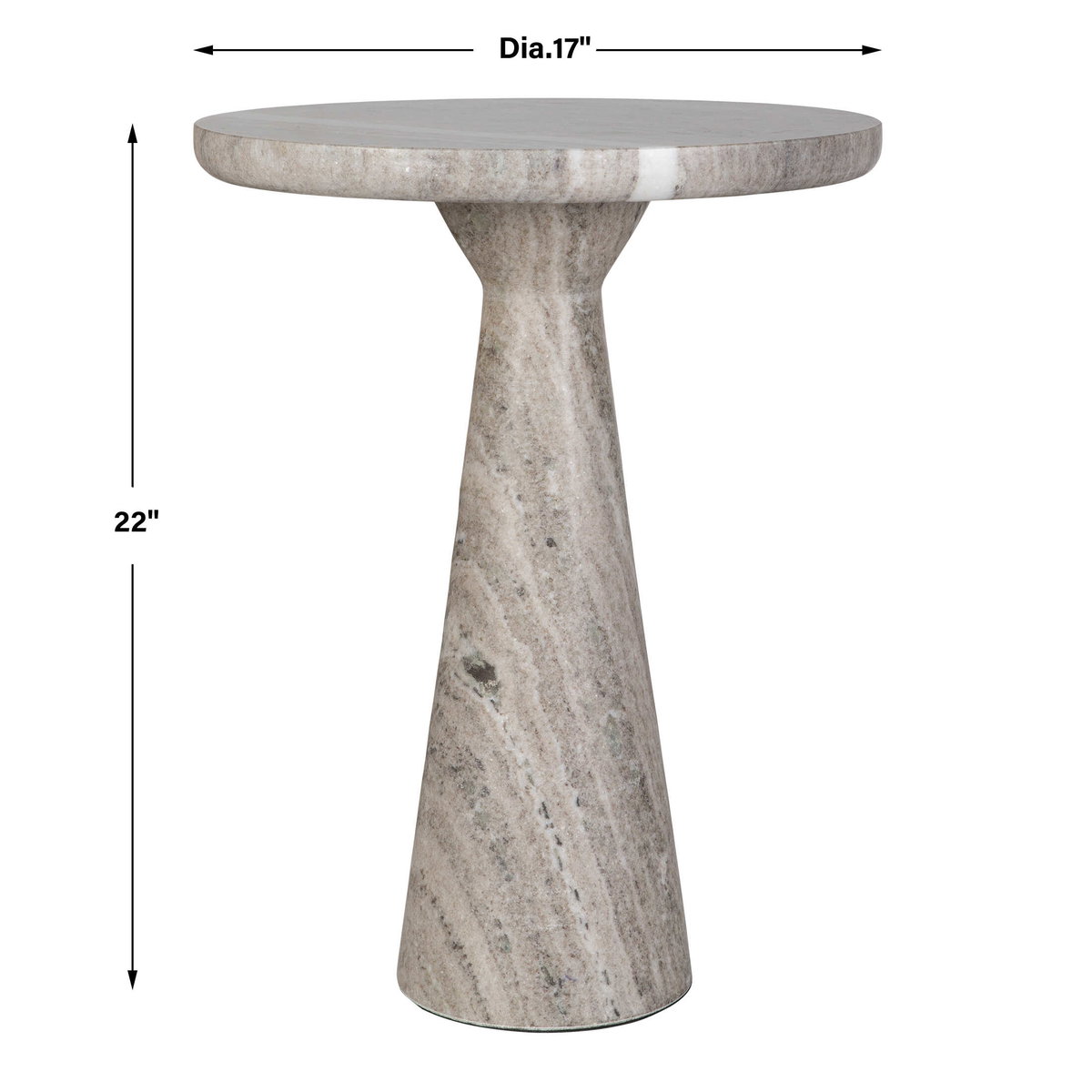 Stour Marble Accent Table, Side & End Table by Uttermost, 17" width x 22" height x 17" depth View 3