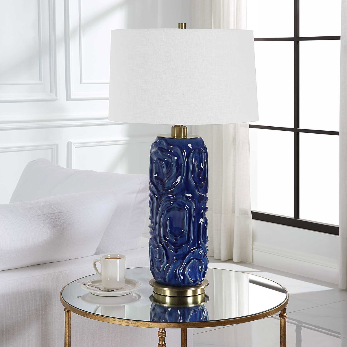 Zade Blue Table Lamp, by Uttermost, 18" width x 33" height x 18" depth View 4
