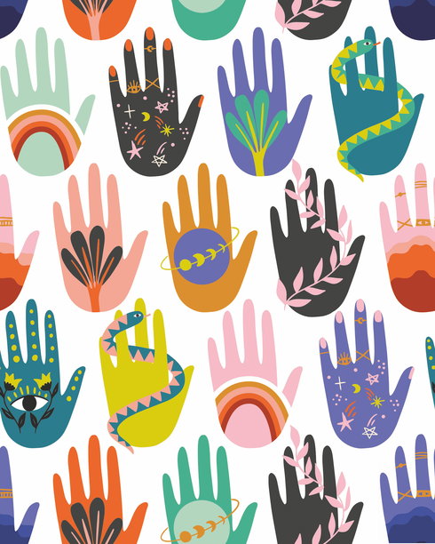 Hamsa Purple Peel & Stick Wallpaper