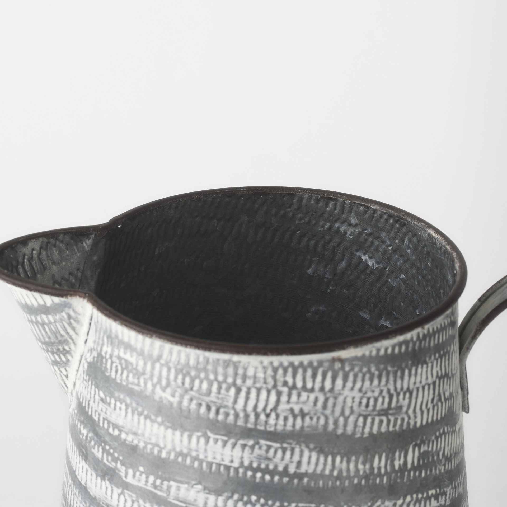 Serena II 11.2H Large Gray/White Textured Metal Jug, Decorative Jar by Mercana, 10" length x 7.1" width x 10.6" height View 7