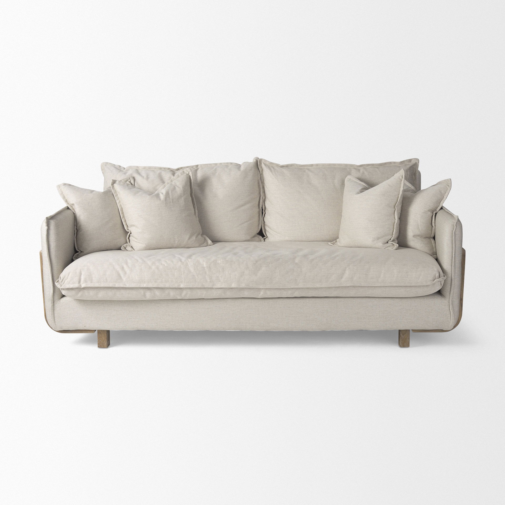 Roy I 84' Beige Upholstered Three Seater Sofa large image 
