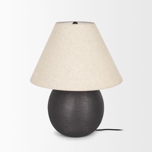 Sadiyah Black Brushed Metal with Beige Shade Table Lamp