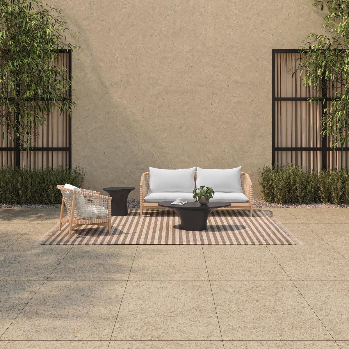 Yumi Outdoor Coffee Table Black, by Moe's Home, 47" width x 15.5" height x 23.6" depth View 8