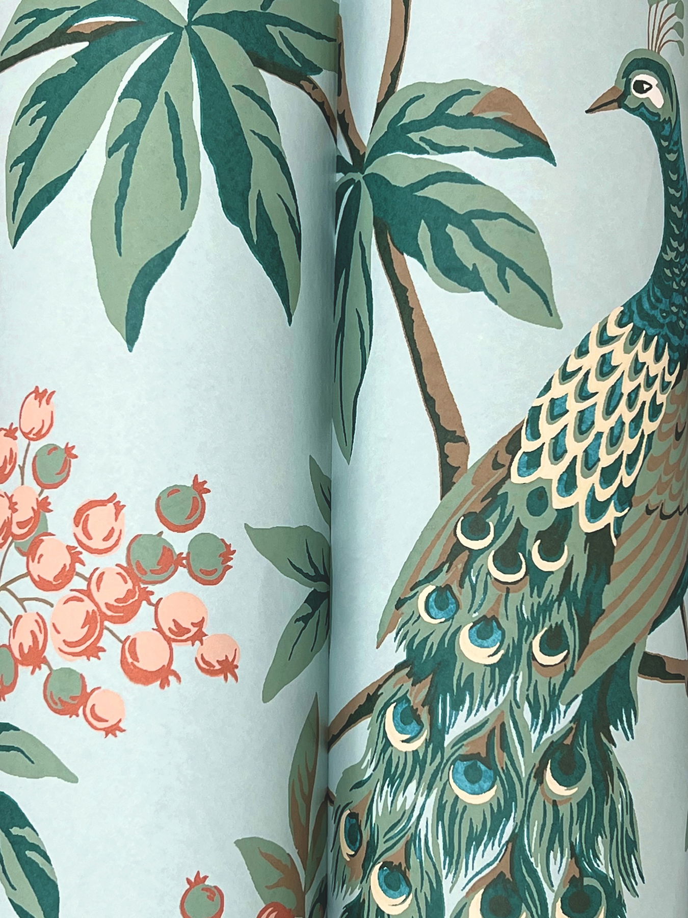 Peacock Estate Blue Wallpaper large image 