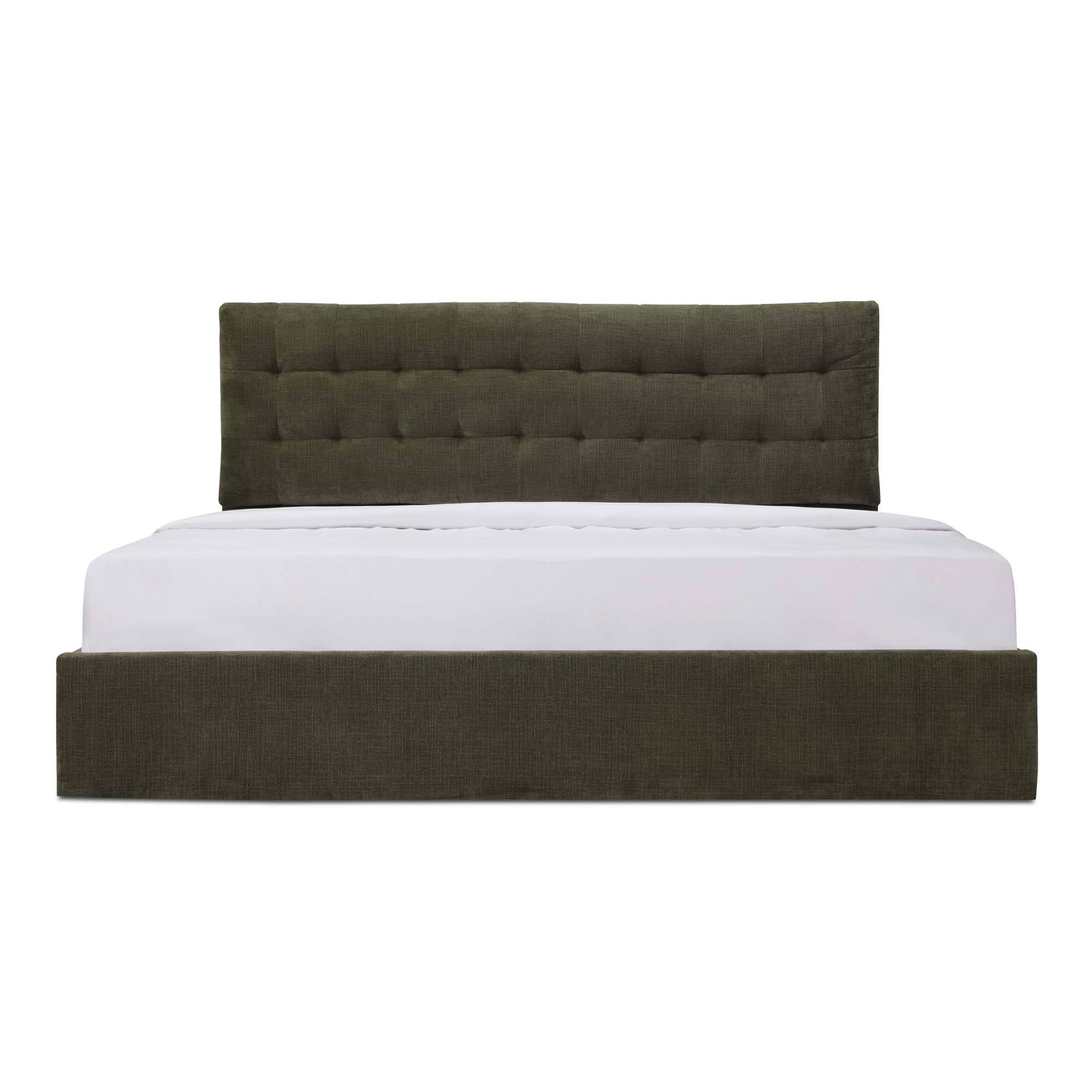 Sebastion Queen Storage Bed Green, by Moe's Home, 5'4.56" width x 3'8.88" height x 7'1.43" depth View 1