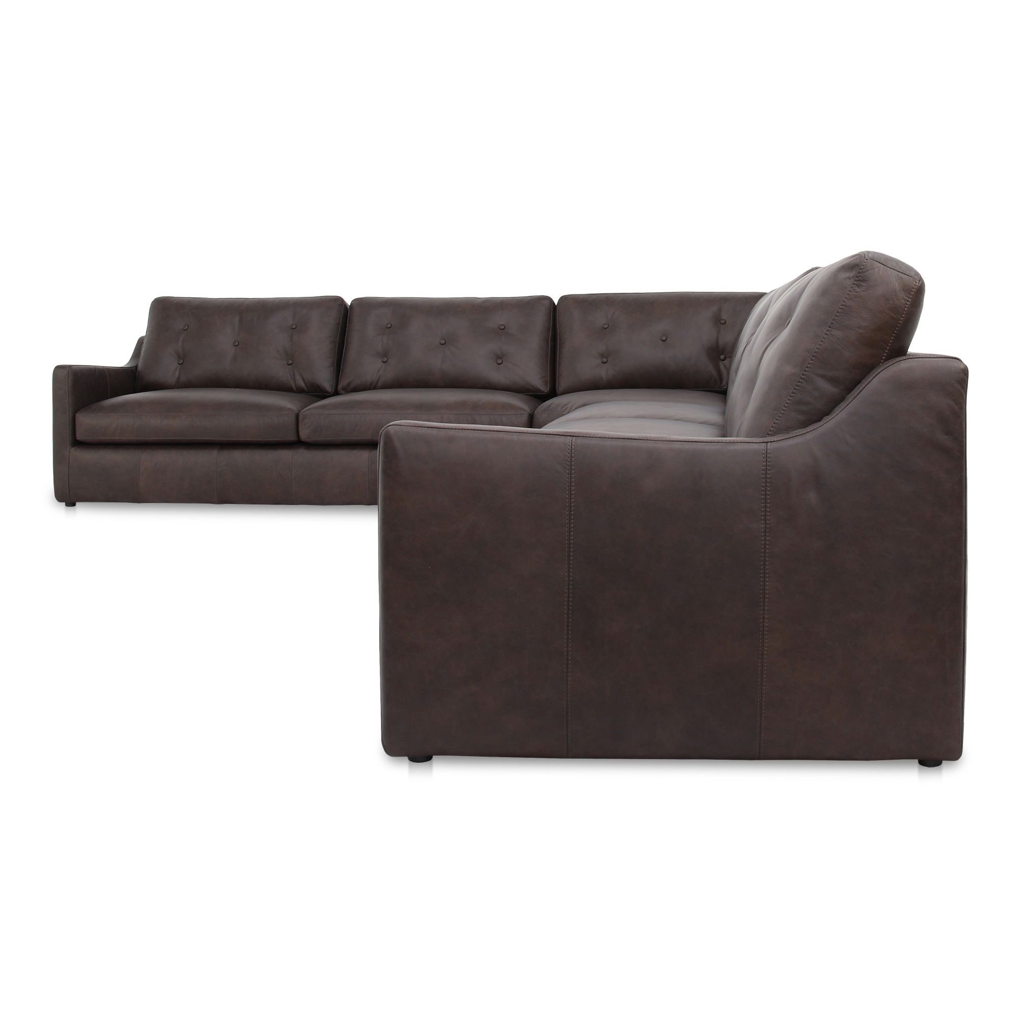 Thurlow 4 Piece Modular Sectional Espresso Brown Leather, Sectional Sofa by Moe's Home, 160.3" width x 33" height x 123.1" depth View 2