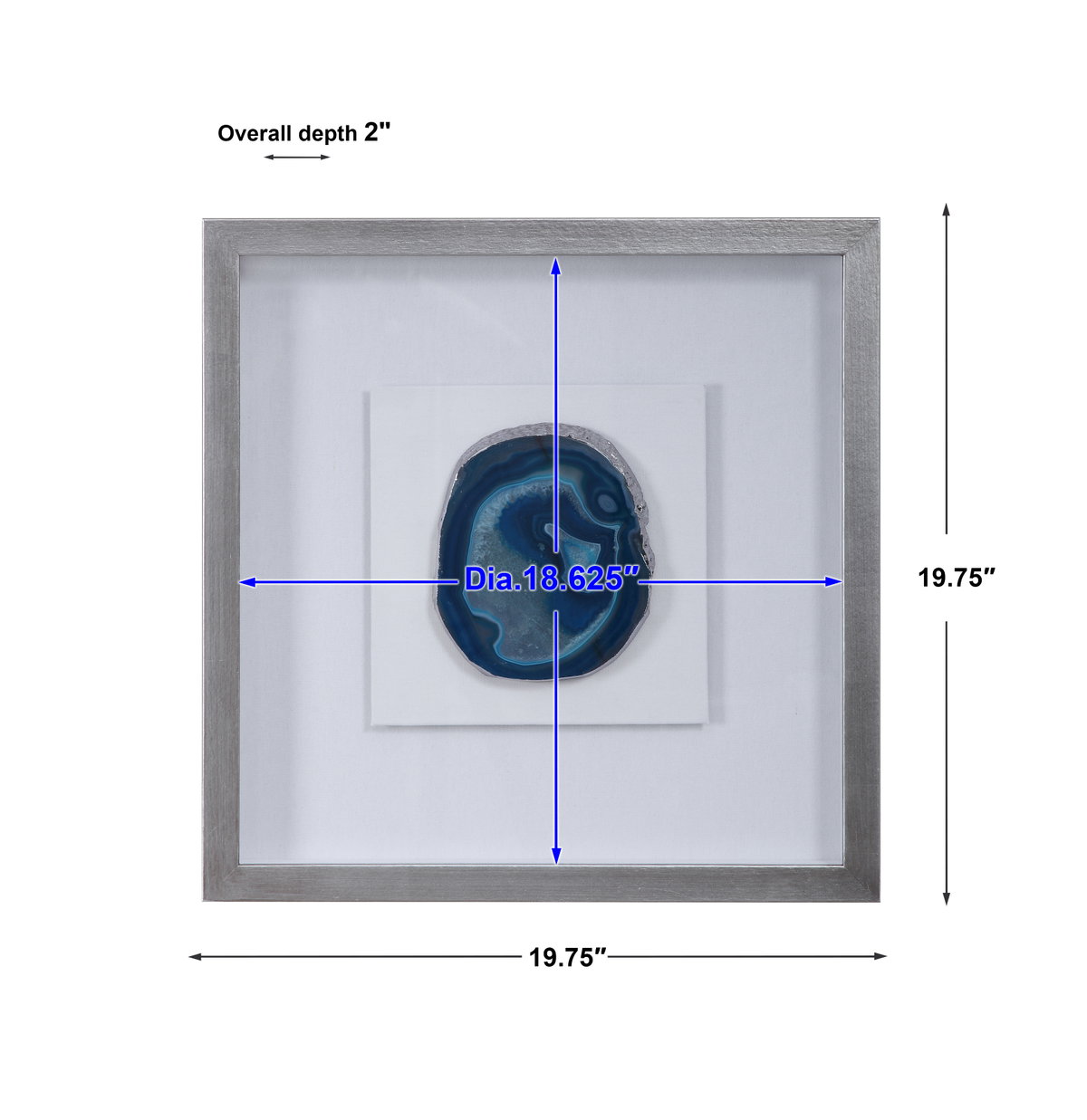Kalia Blue Stone Shadow Box, Art by Uttermost, 19.75" width x 19.75" height x 2" depth View 3