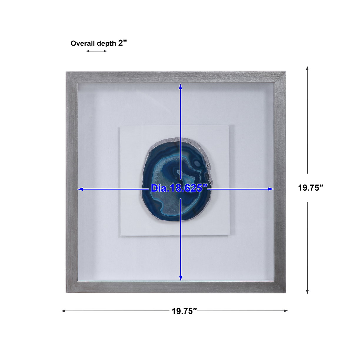 Kalia Blue Stone Shadow Box, Sculptural Wall Art by Uttermost, 19.75" width x 19.75" height x 2" depth View 3