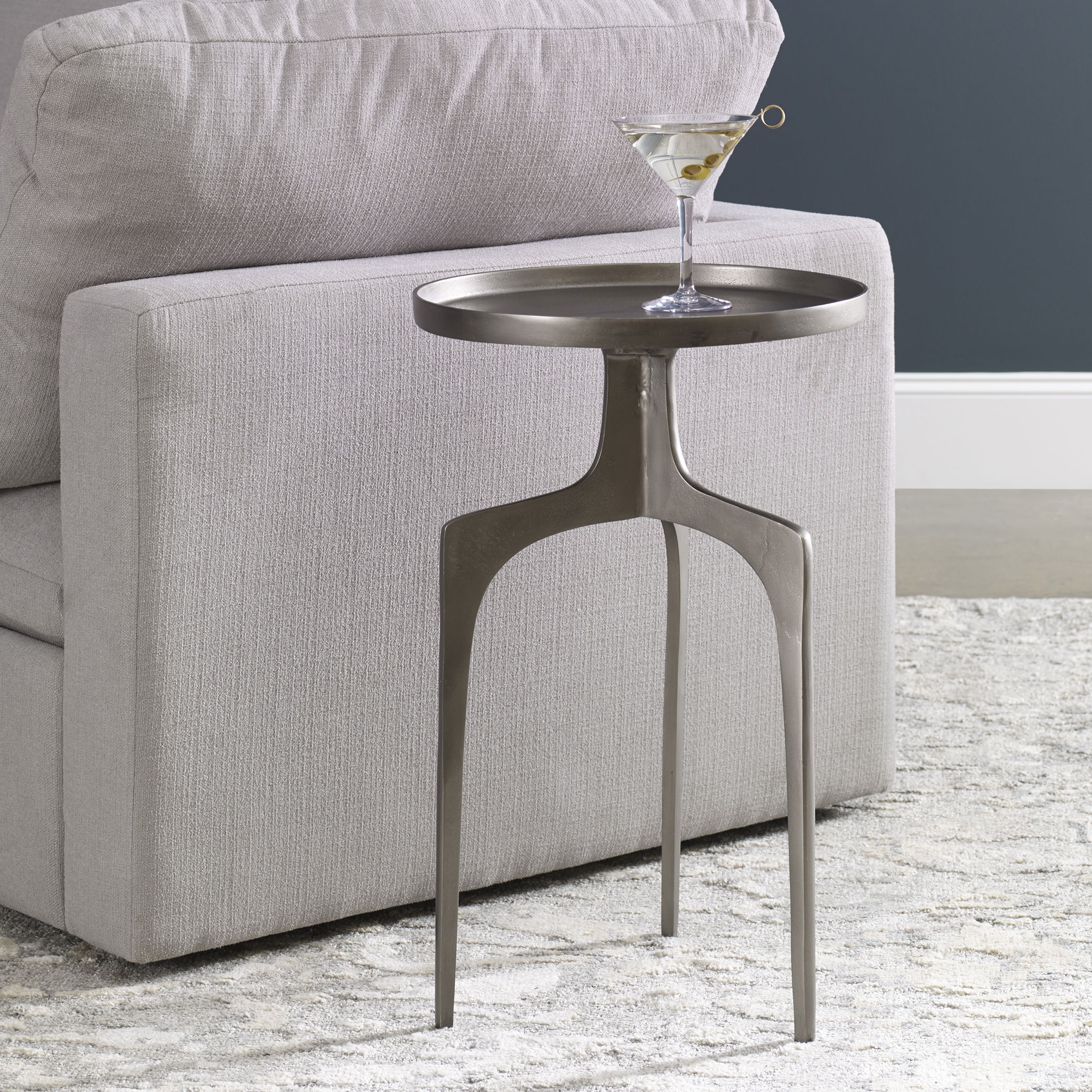 Kenna Nickel Accent Table, Furniture by Uttermost, 16" width x 25" height x 16" depth View 2