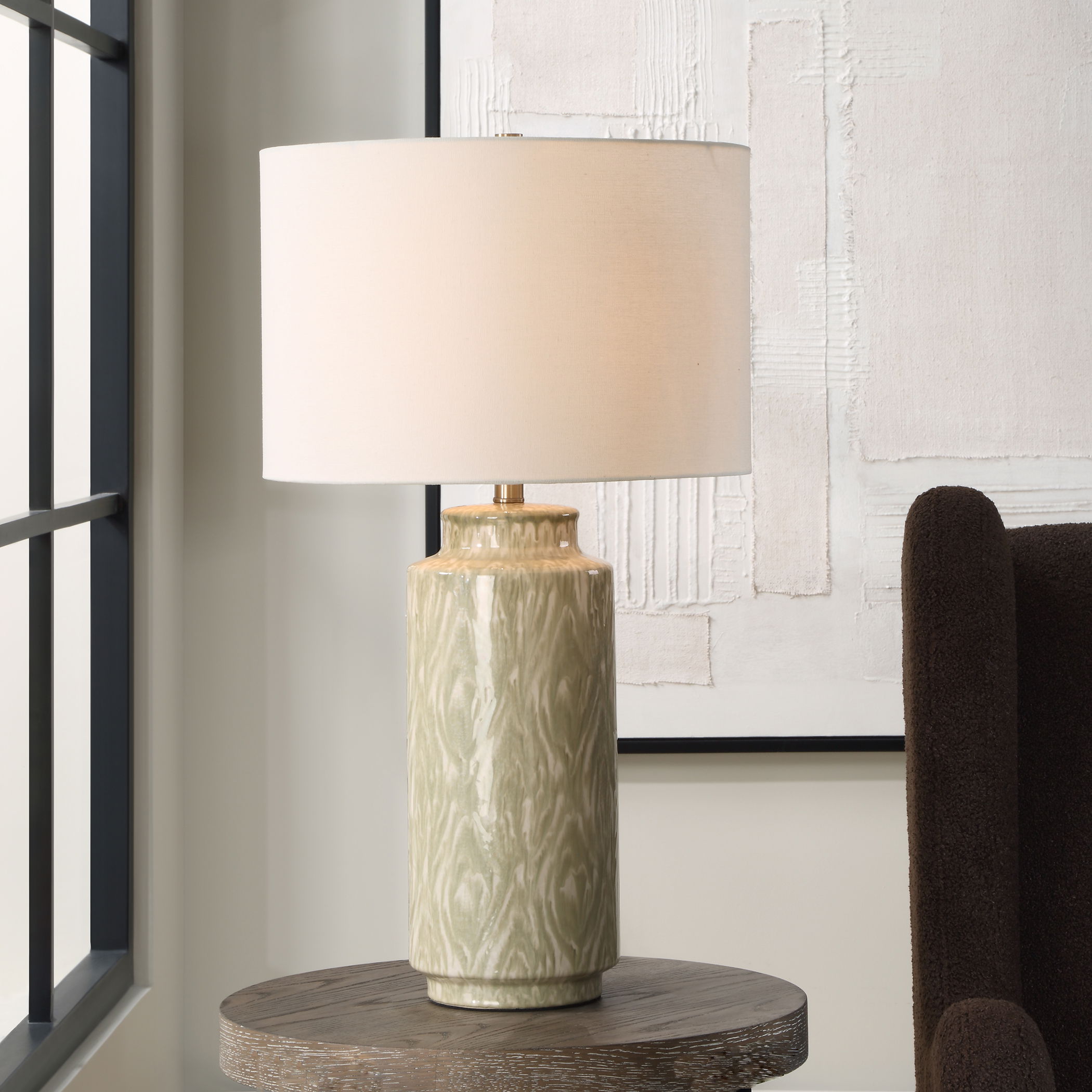 Laurel Sage Ceramic Table Lamp, by Uttermost, 16" width x 28" height x 16" depth View 2