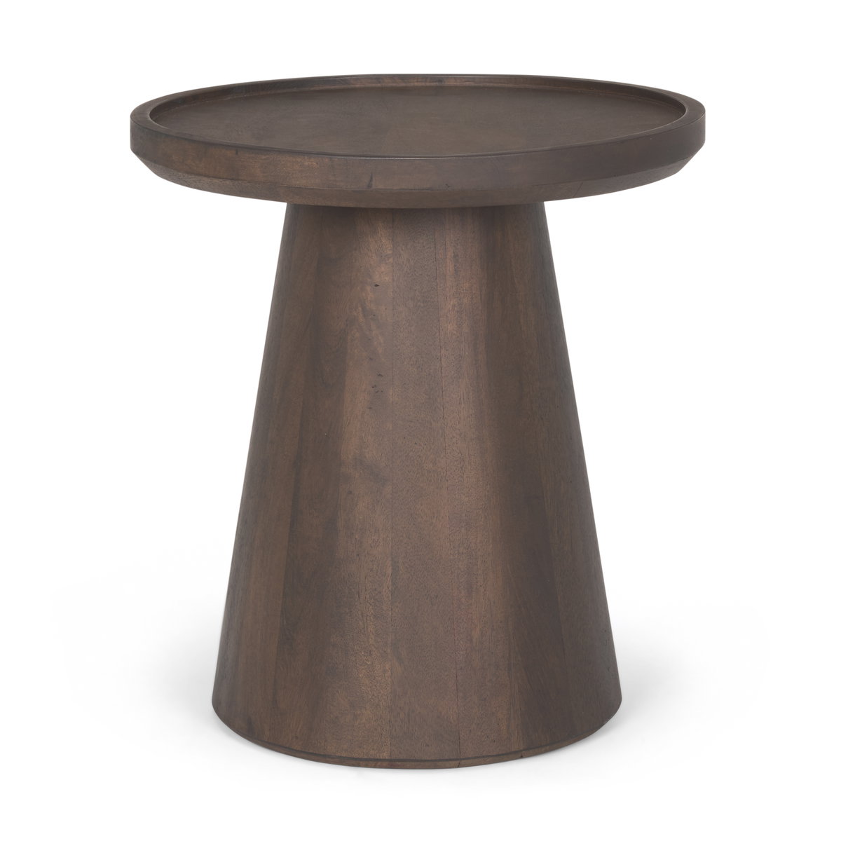 Takoda Dark Brown Wood Tapered Drum Accent Table, Side & End Table by Mercana, 19" length x 19" width x 20.5" height View 1