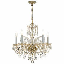 Online Designer Combined Living/Dining Crystorama Traditional Crystal 22" W 5-Light Brass Crystal Chandelier