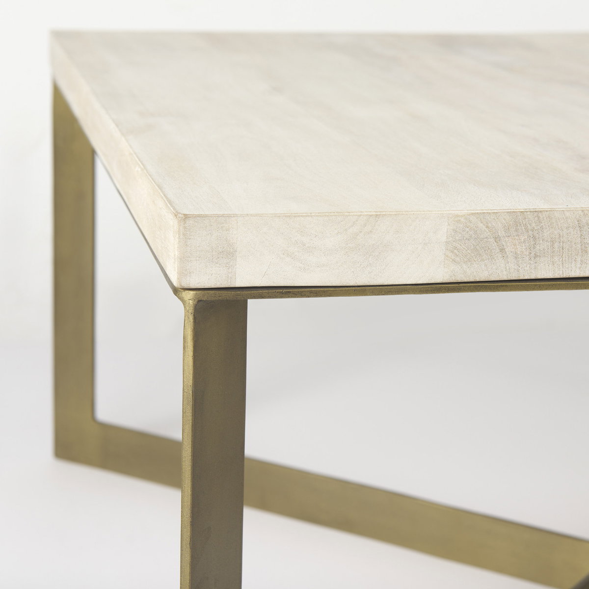 Faye 34L x 34W x 17H Beige Finished Wood with Gold Metal Base Square Coffee Table, by Mercana, 34" length x 34" width x 17" height View 8