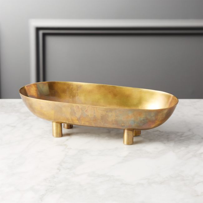 Online Designer Living Room Gleam Brass Footed Bowl