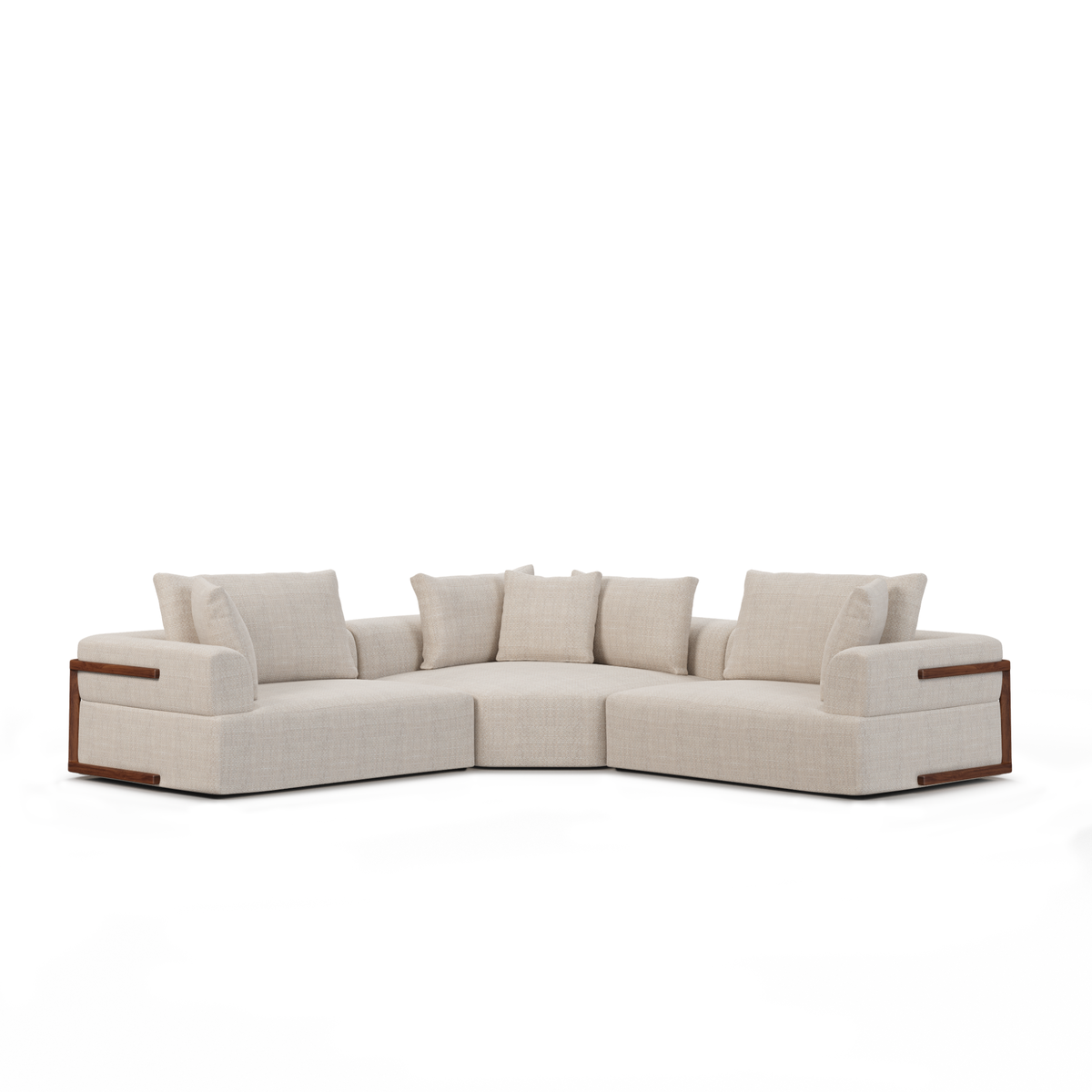 Warner Oatmeal 3 Piece Sofa Set with Corner Piece, Sectional Sofa by Mercana, 113" length x 113" width x 32.68" height View 1