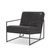 Stratton Gunmetal with Genuine Aged Black Leather Upholstered Accent Chair, by Mercana, 27.25" length x 36.5" width x 29.5" height thumbnail 1