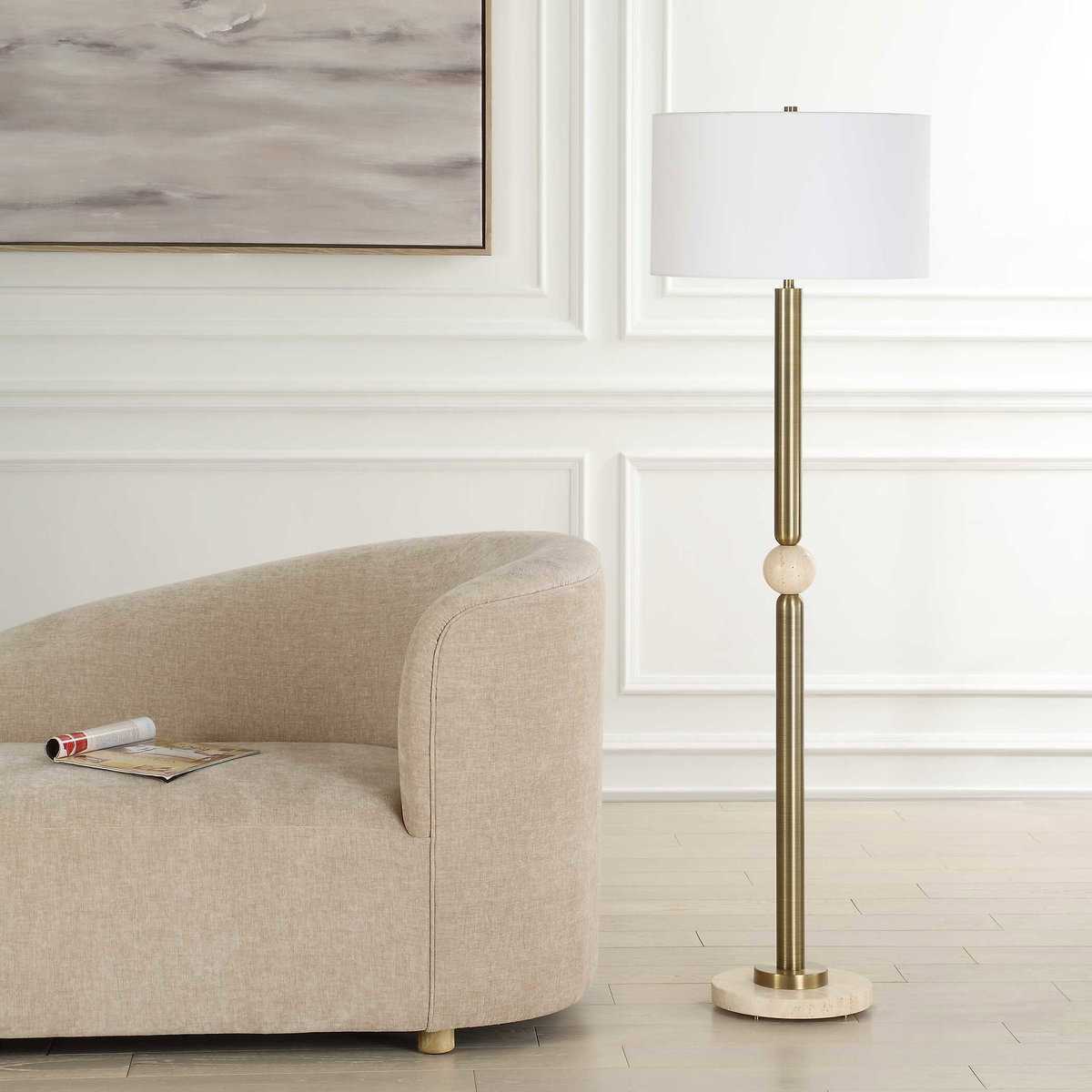Hudson Gold Floor Lamp, by Uttermost, 19" width x 61.5" height x 19" depth View 4