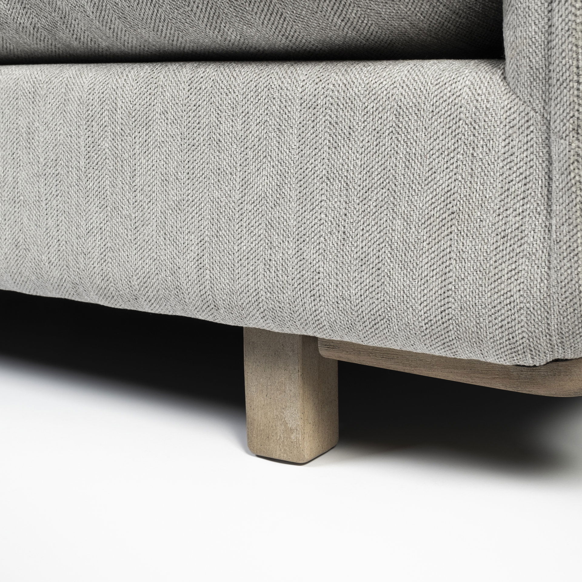 Roy II Frost Gray Upholstered and Brown Wood Frame Arm Chair, Accent Chair by Mercana, 43.31" length x 41.73" width x 33.07" height View 12