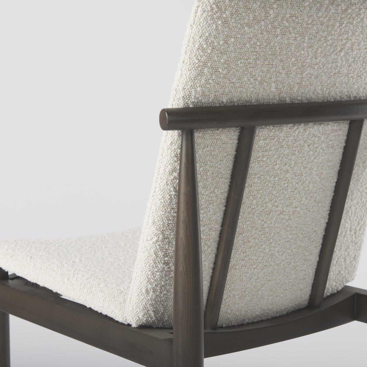 Cavett Curved Back Dining Side Chair | Cream Boucle with Dark Wood, Dining Chair by Mercana, 18" length x 25" width x 33.46" height View 13