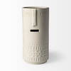 Jacob II Tall White Ceramic Smiling Face Vase, by Mercana, 7.09" length x 6.89" width x 14.37" height thumbnail 5