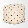 Saanvi Wool with Cream and Black Stitched Cross Patterned Pouf, Ottoman by Mercana, 16" length x 16" width x 16" height thumbnail 6