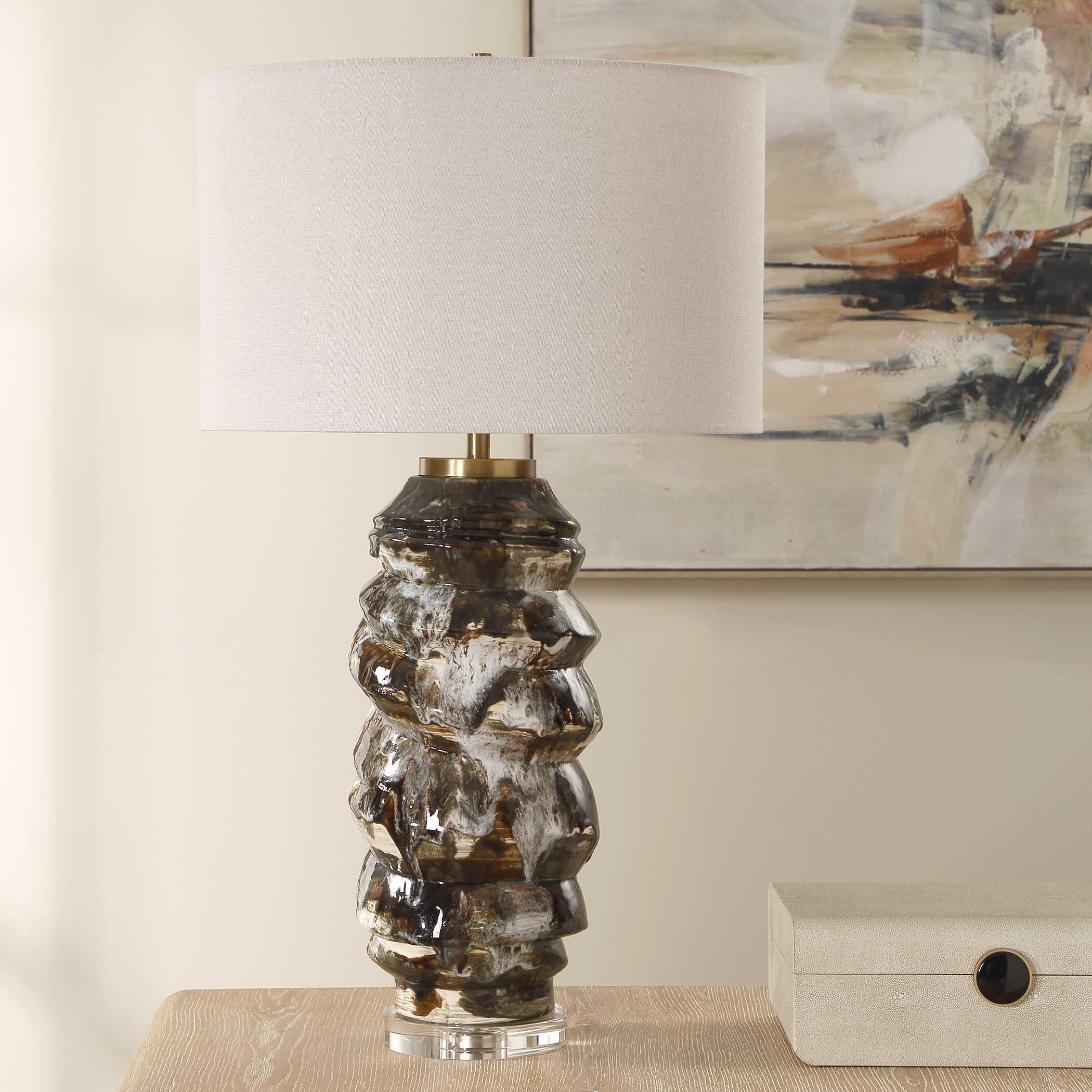 Cuoco Mottled Brown Table Lamp, by Uttermost, 18" width x 31.75" height x 18" depth View 3