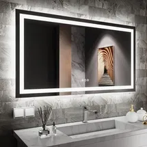 Online Designer Bathroom Molly Frameless LED Front Light and Backlit 3 Colors Dimmable Anti-Fog Wall Bathroom Vanity Mirror