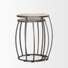Clapp Round Light Brown with White Wash Wood and Silver Metal Nesting Accent Tables (Set of 2), Side & End Table by Mercana, 19" length x 19" width x 26" height thumbnail 7