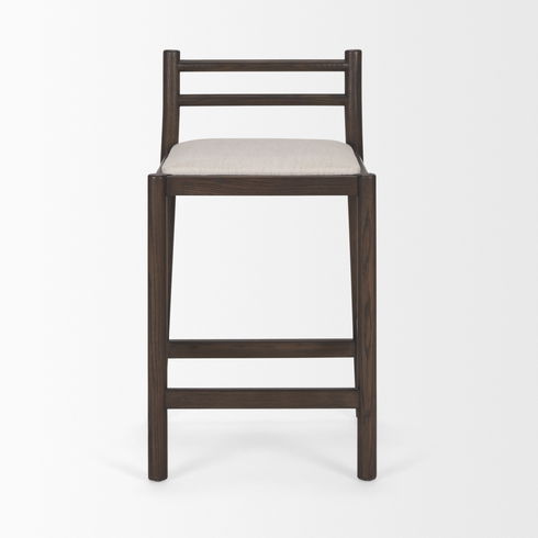 Sam Dark Brown Wood with Cream Fabric Counter Stool