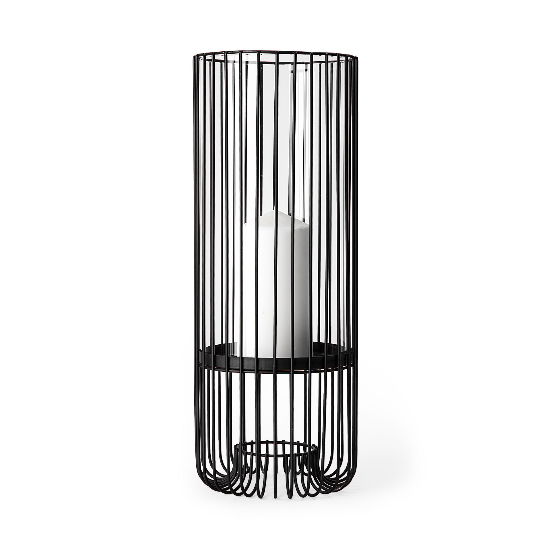 Velo II Large Black Metal Cylindrical Table Candle Holder, Candles & Candle Holder by Mercana, 6.3" length x 6.3" width x 16.73" height View 1
