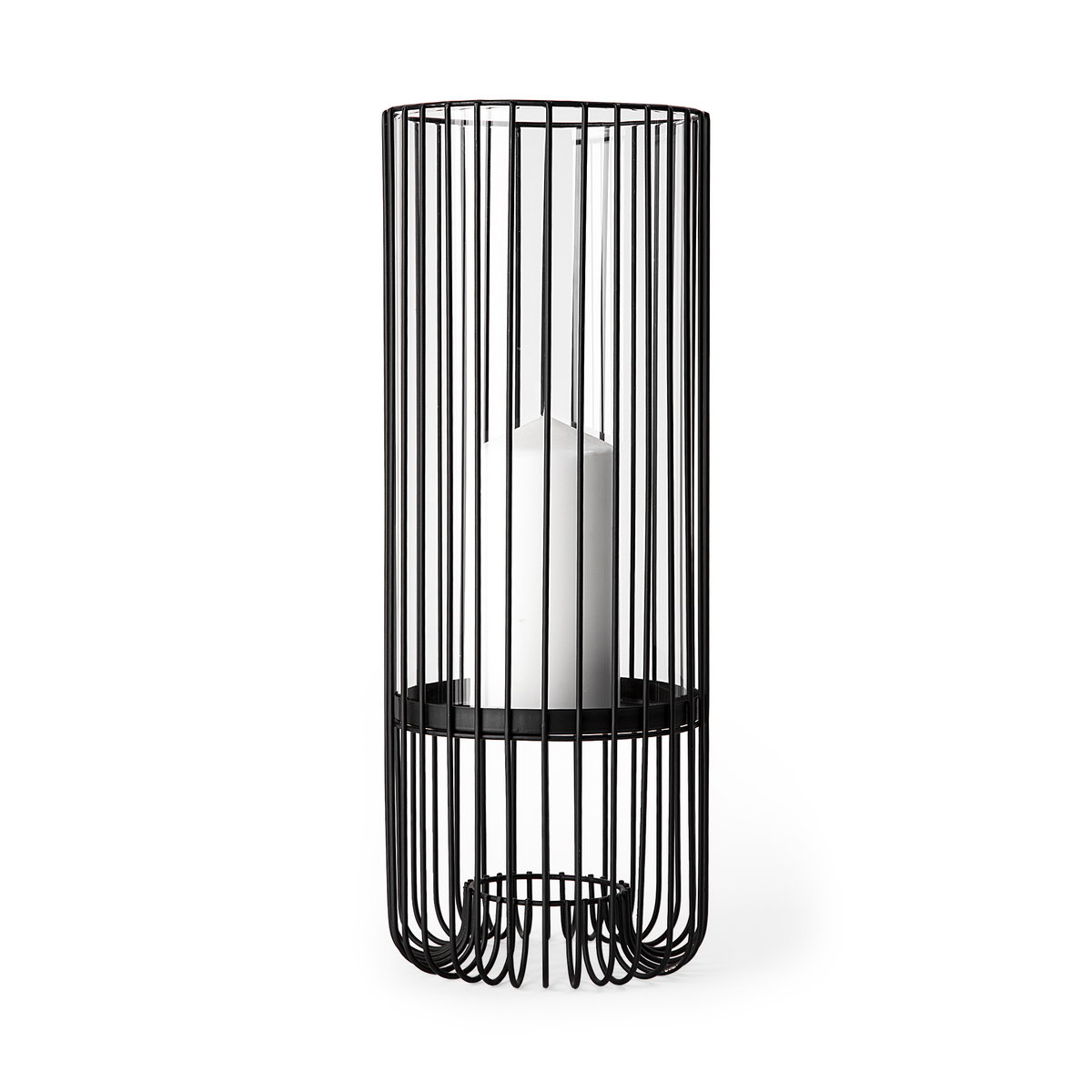 Velo II Large Black Metal Cylindrical Table Candle Holder, Candles & Candle Holder by Mercana, 6.3" length x 6.3" width x 16.73" height View 1
