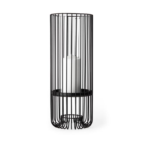 Velo II Large Black Metal Cylindrical Table Candle Holder