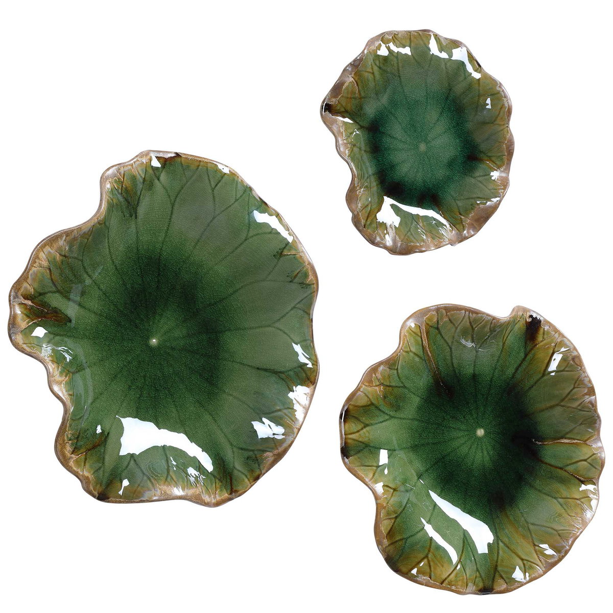 Abella Green Ceramic Wall Decor Set/3, Art by Uttermost, 17.87" width x 17.87" height x 3.87" depth View 7