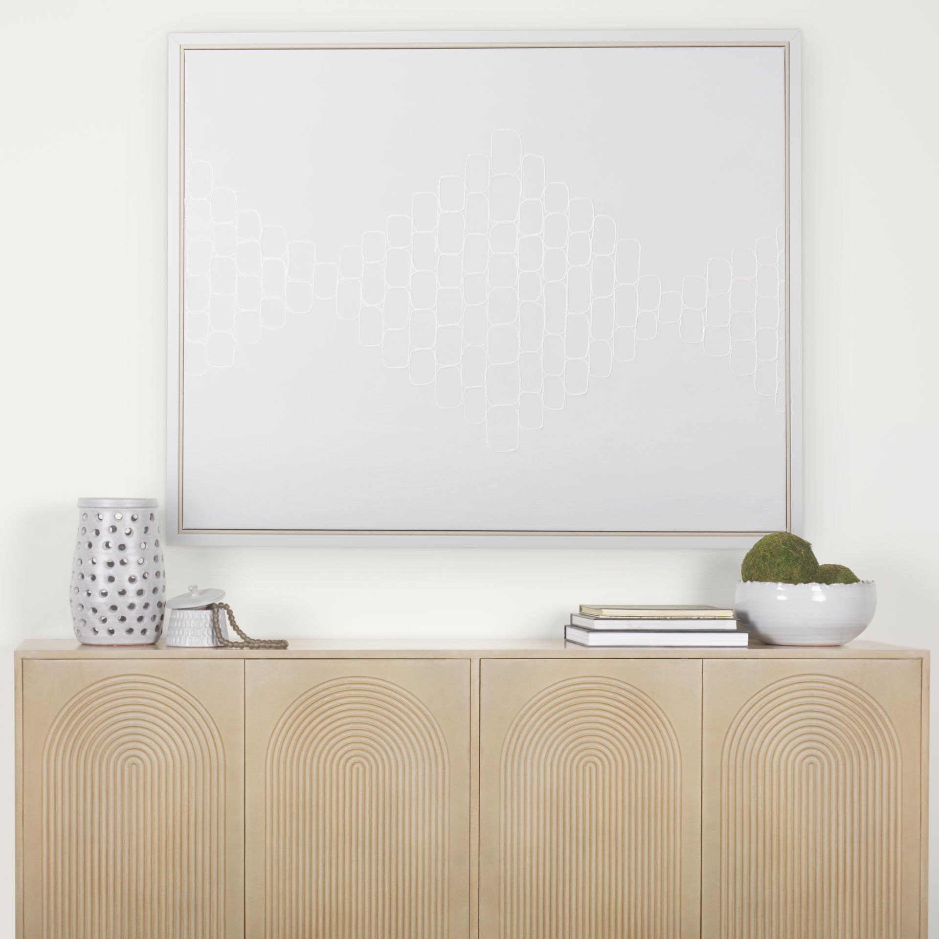 Tucker Light Brown Wood with Carved Arch Pattern 4 Door Sideboard, Sideboards & Buffet by Mercana, 71.75" length x 15" width x 30.25" height View 2