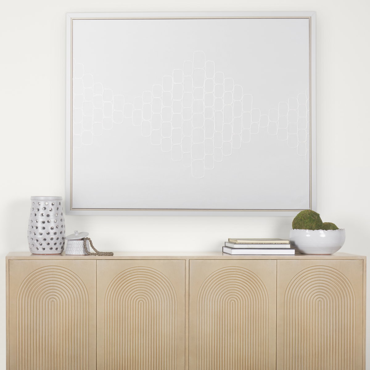 Tucker Light Brown Wood with Carved Arch Pattern 4 Door Sideboard, Sideboards & Buffet by Mercana, 71.75" length x 15" width x 30.25" height View 2