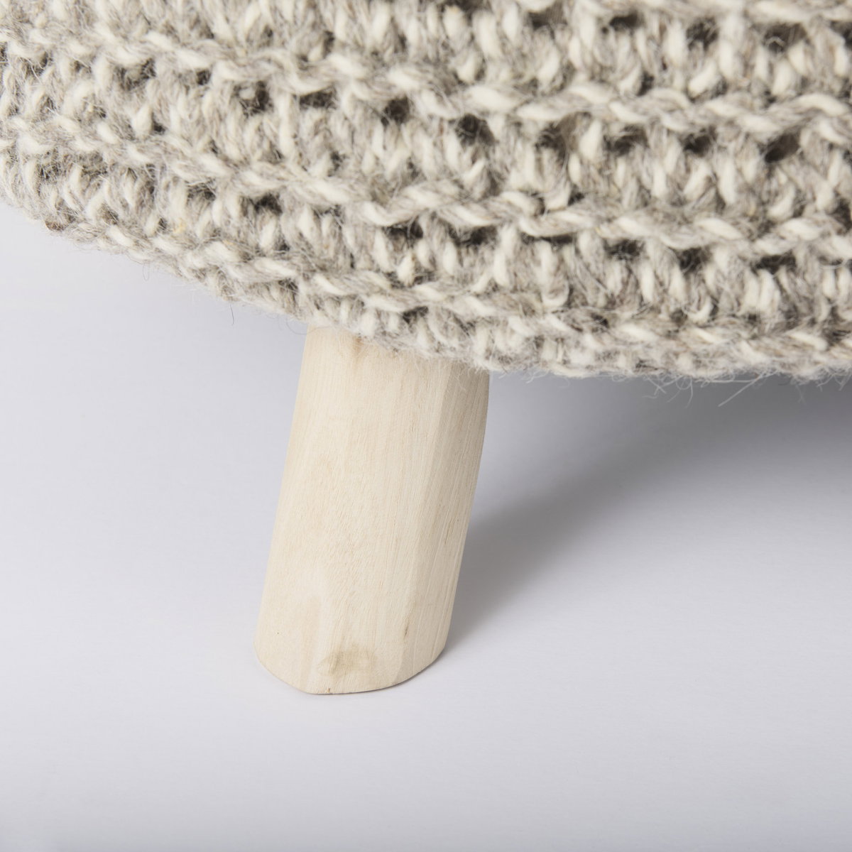 Bina   Light Gray 4 Legged Wool Stool, Ottoman by Mercana, 24" length x 24" width x 14" height View 11