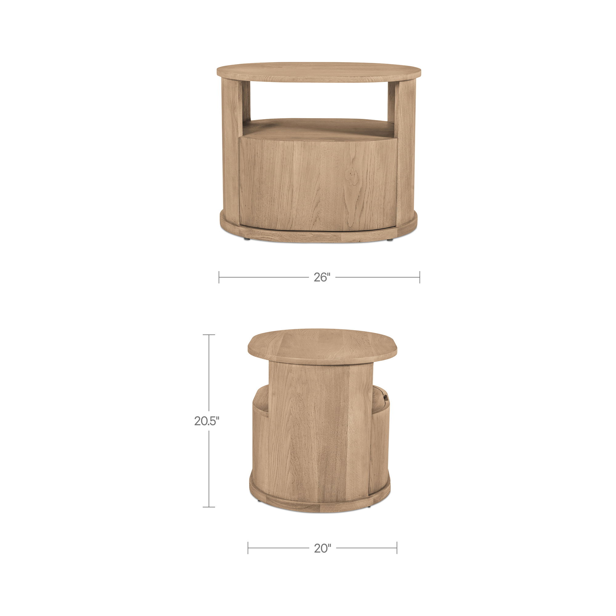 Tommy Nightstand Natural, by Moe's Home, 26" width x 20.5" height x 20" depth View 9