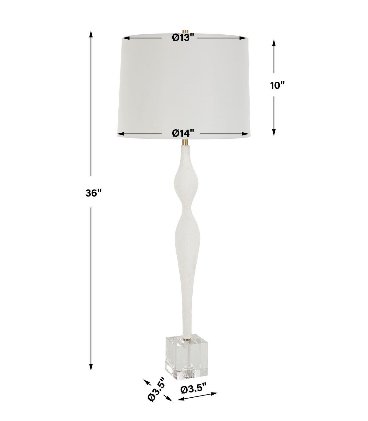 Helena Slender White Table Lamp, by Uttermost, 14" width x 36" height x 14" depth View 3