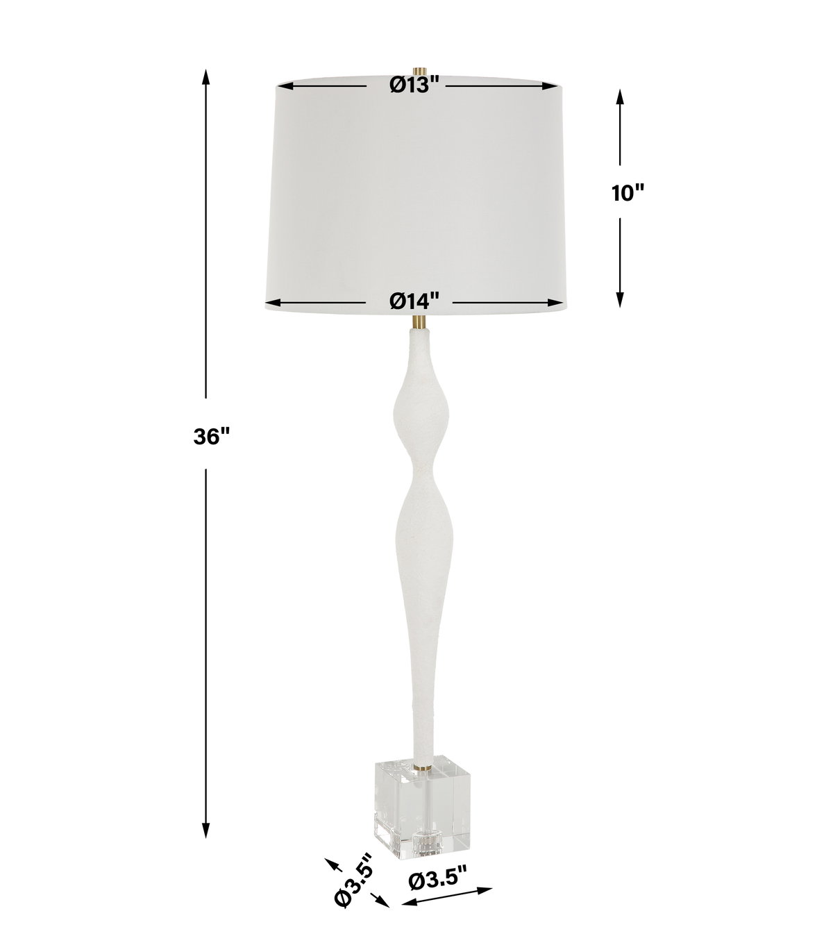 Helena Slender White Table Lamp, by Uttermost, 14" width x 36" height x 14" depth View 3