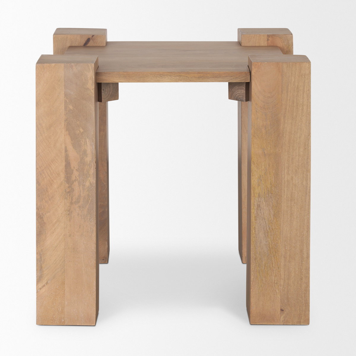 Beth Light Brown Wood Square Accent Table, Side & End Table by Mercana, 23" length x 23" width x 21.75" height View 4