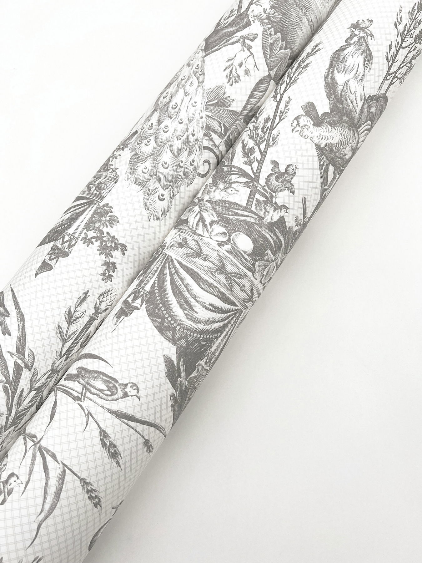 Avian Fountain Toile Grey Wallpaper large image 
